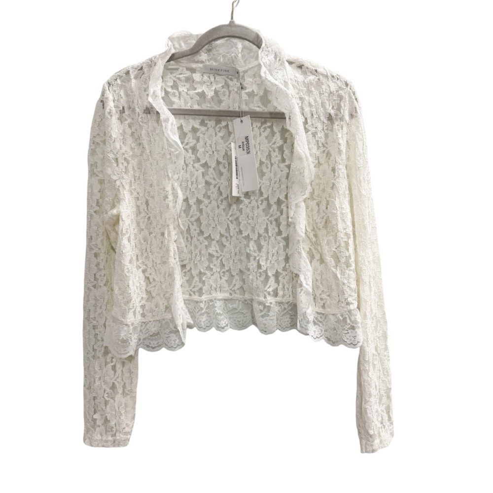 NWT MINKPINK Lace Matinee Jacket Antique White Size Medium